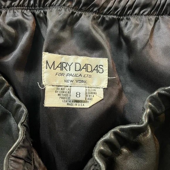 MARY DADAS Black Leather Vintage Skirt Sz 8 - Picture 3 of 6